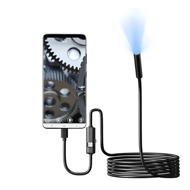 Endoscopio Tipo C Con 2x USB Fotocamera Flessibile da 7 mm Per Smartphone Tablet Computer Impermeabile IP67 Luce LED Regolabile