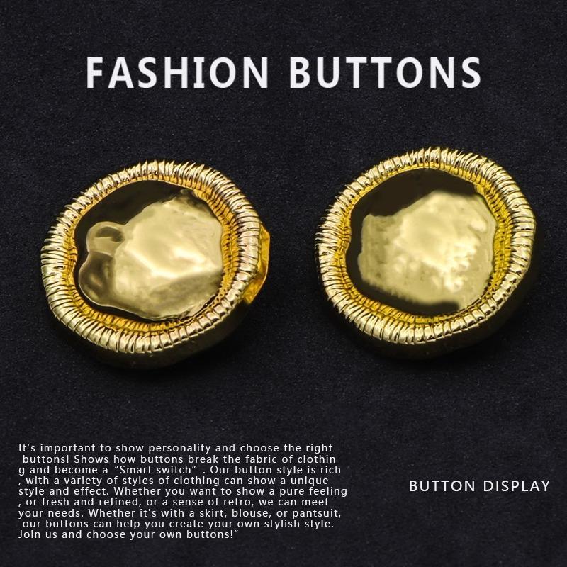 10Pcs Vintage Metal Buttons Round Gold High-End Exquisite Sweater Cardigan Top Woolen Suit Coat Buttons