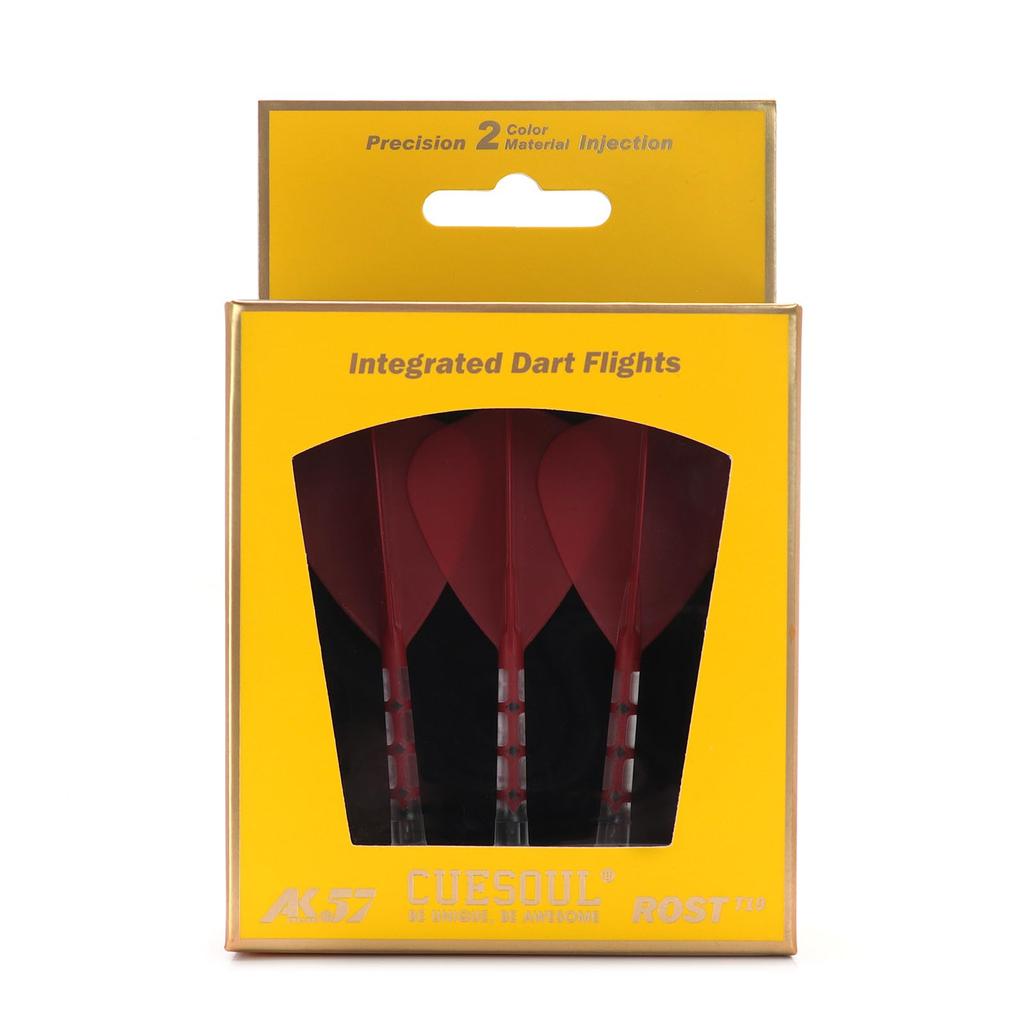 Cuesoul ROSTAK57 T19 Series Mixed Shaft Integrated Kite Shape Set of 3 Two-Tone Dual-Material Flights, Series, (Red) CS-AK57FZ2L