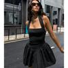 Summer Women's Solid Color Fashion Slim Fit Halter Backless Hot Girl A-line Mini Dress