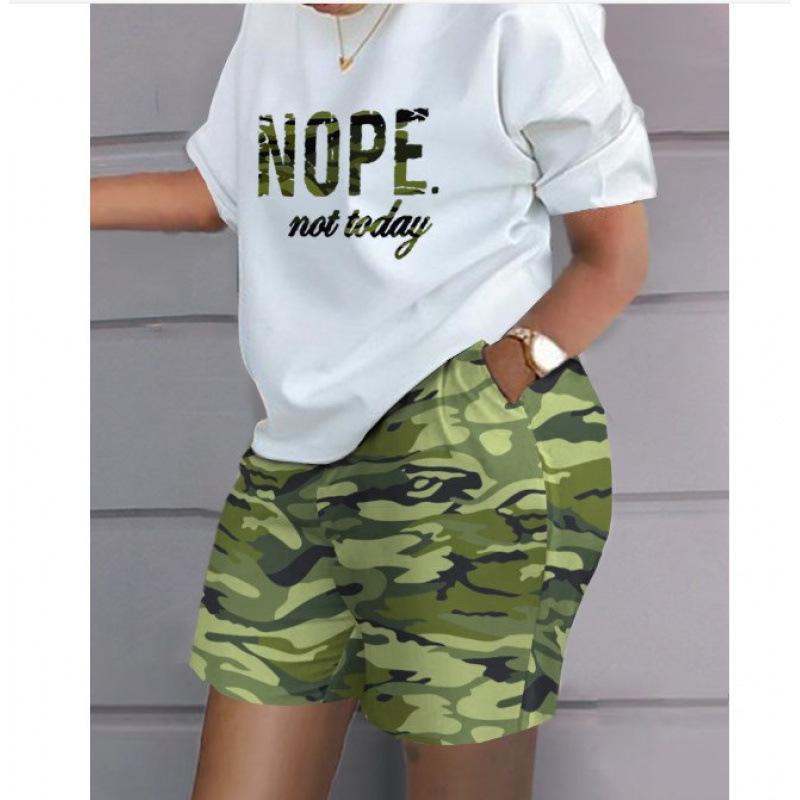 Conjunto de top y pantalones cortos informales de gran tamaño con estampado 3D de verano, conjunto informal de dos piezas informales de moda para mujer, chándales
