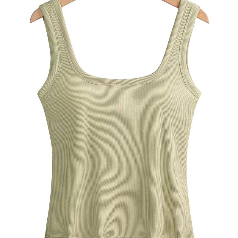 Women's Large Modal Camisole Lingerie Top for Summer with Five-Finger Cup Chest Pad and Wide Shoulder Straps - Multiple Color Options
