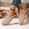 Women’s Closed-Toe Slip-On Hollow Fabric Flat Slide Sandals