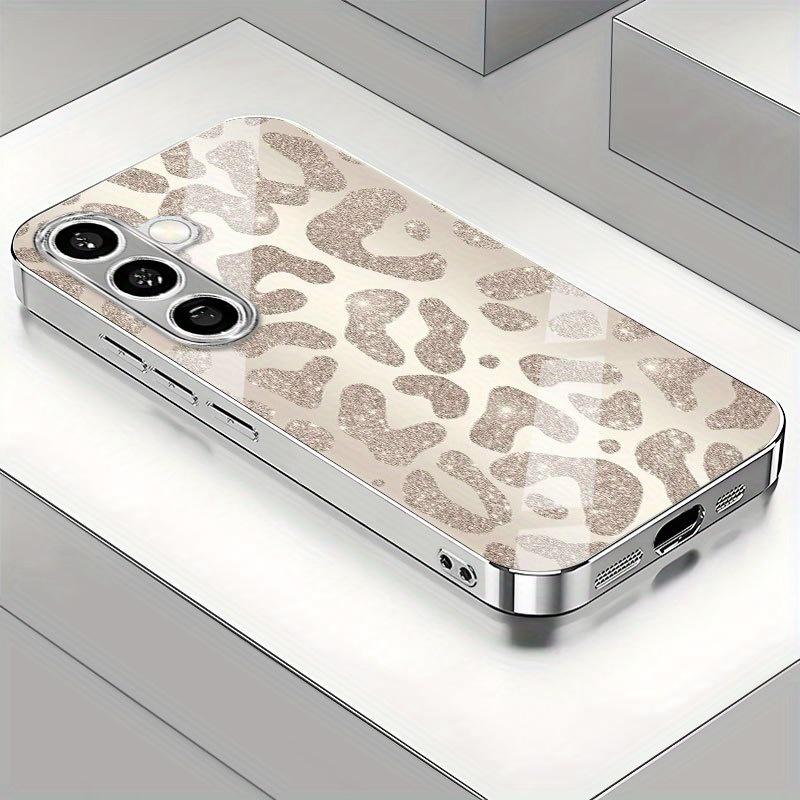 Gold Leopard Pattern Glass Phone Case for Samsung Galaxy S26 S25 S24 S23 S22 S21 S20 FE Ultra Plus 5G Anti-fall Back Cover