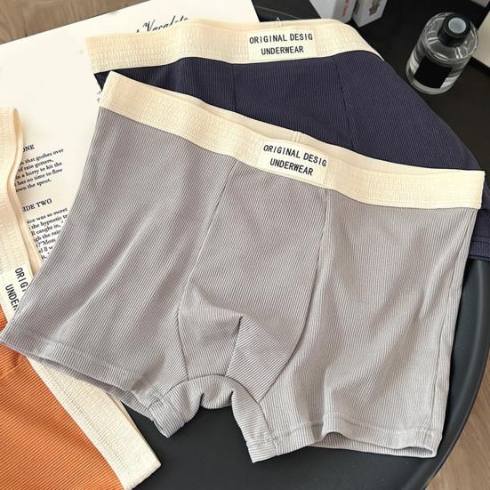 Men Boxer Underwear Mid-rise High Elasticity Shorts Panties Letter Print U-Convex Breathable Underwear Daily Wear