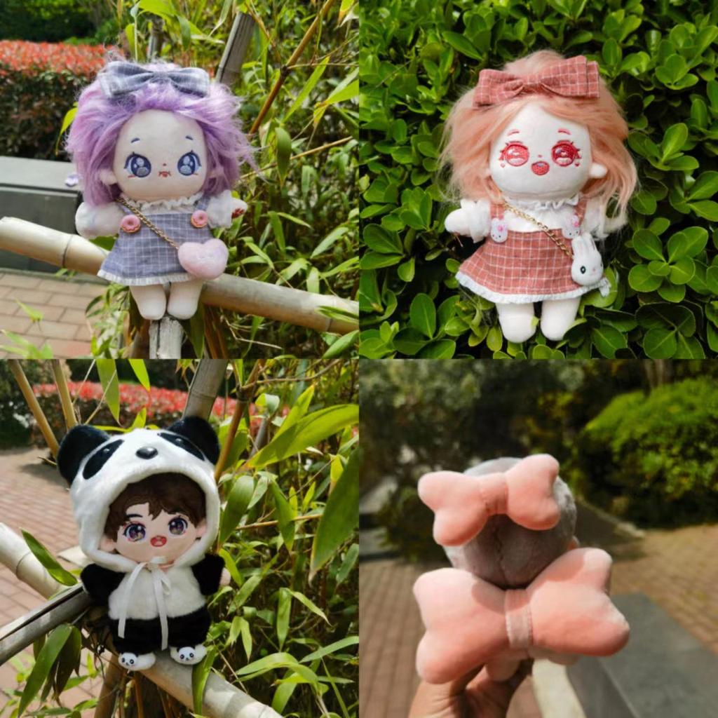 20CM Plush Doll Outfit: Panda Suit & Mary Knot Set