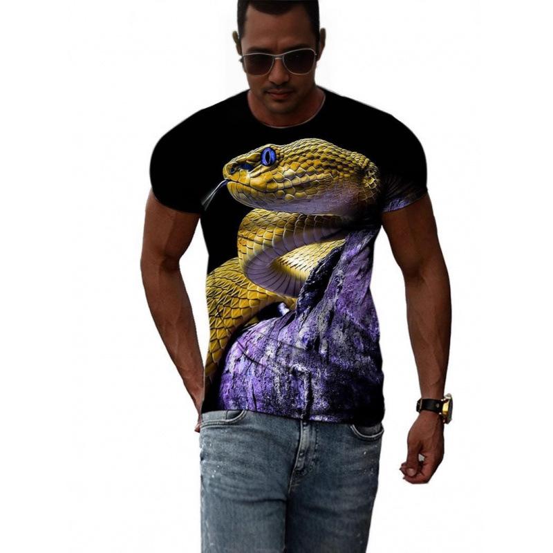 

Мужская повседневная футболка с коротким рукавом и принтом в виде змеи, 3D-принт, мужские футболки 6XL