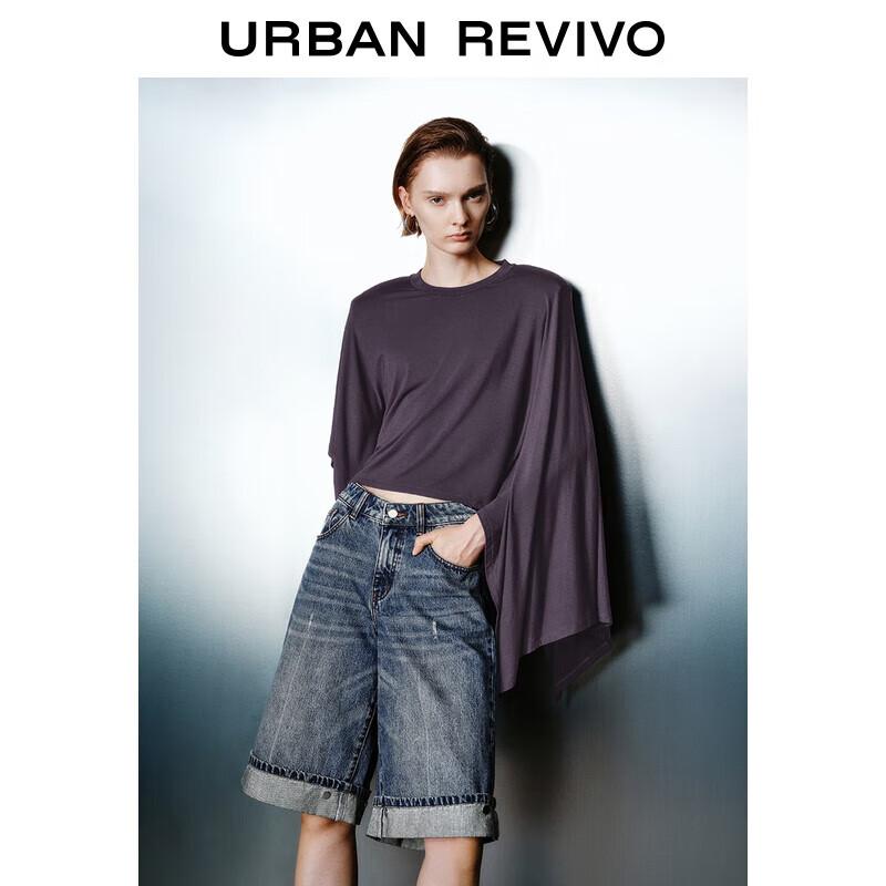 UR 2025 Autumn Irregular Design Round Neck T-Shirt M