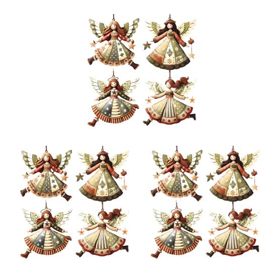 Christmas Wooden Angel Ornaments Rustic Angel Christmas Tree Ornament Retro Small Angel Hanging Decoration for Holiday Party Decor