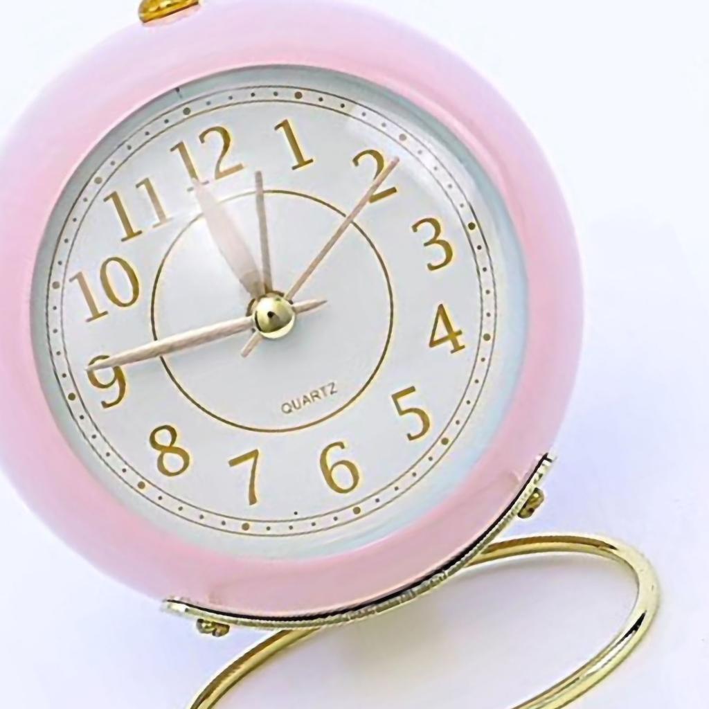 Small Round Clock Circular Base Mute Corrosion Resistance Quartz Bedside Alarm Clock with Night Light for Bedroom