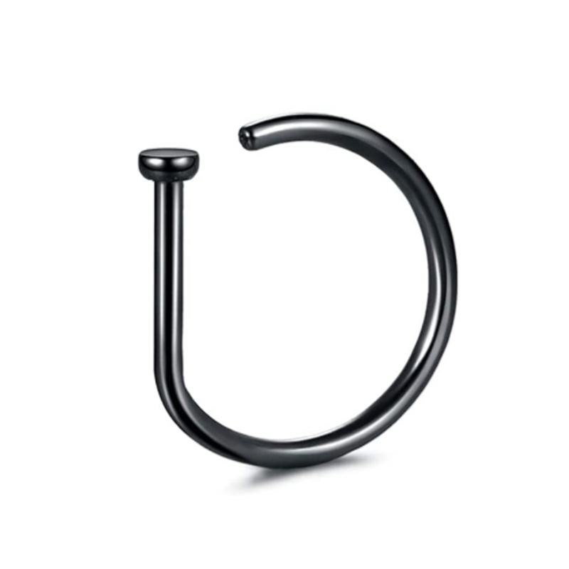 

Curved Barbells Fake Nose Piercing D Shaped Tragus Helix Stud Earring Hoop Septum Stainless Steel Ring Nostril Body Jewelry New 10mm чорний