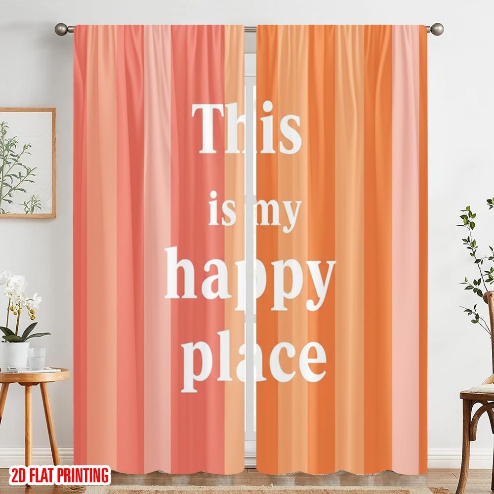 2pcs 2D Flat Printing Drapes This Is My Happy Place Fabric Without Electricity 0 for Wall Art Party Decoration