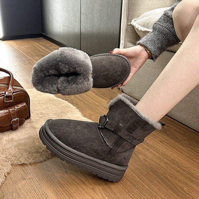 Leather Thick-soled Heightening Snow Boots for Children In Winter, Piled and Thickened To Keep Warm 2025 New Popular Cotton Shoes Outside