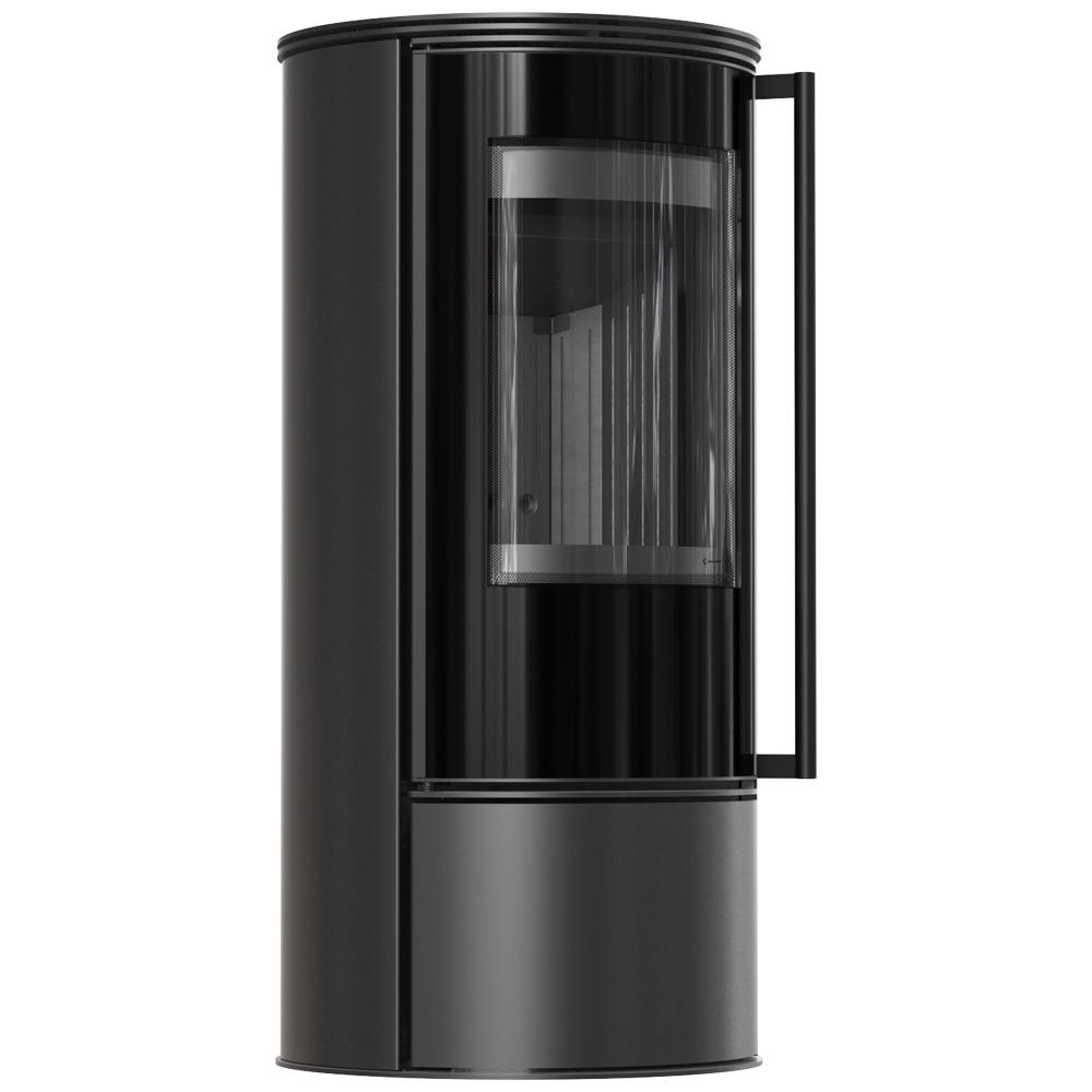 Freistehender Stahlofen KOZA SKADI mit schwarzer Thermotec-Beschichtung und Schließmechanismus