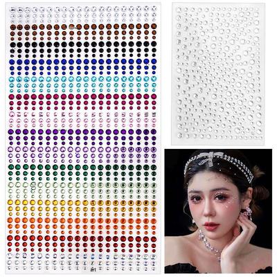 Pegatinas Faciales de Cristal y Acrílico de 15 Colores - Diamantes de Belleza para el Escenario