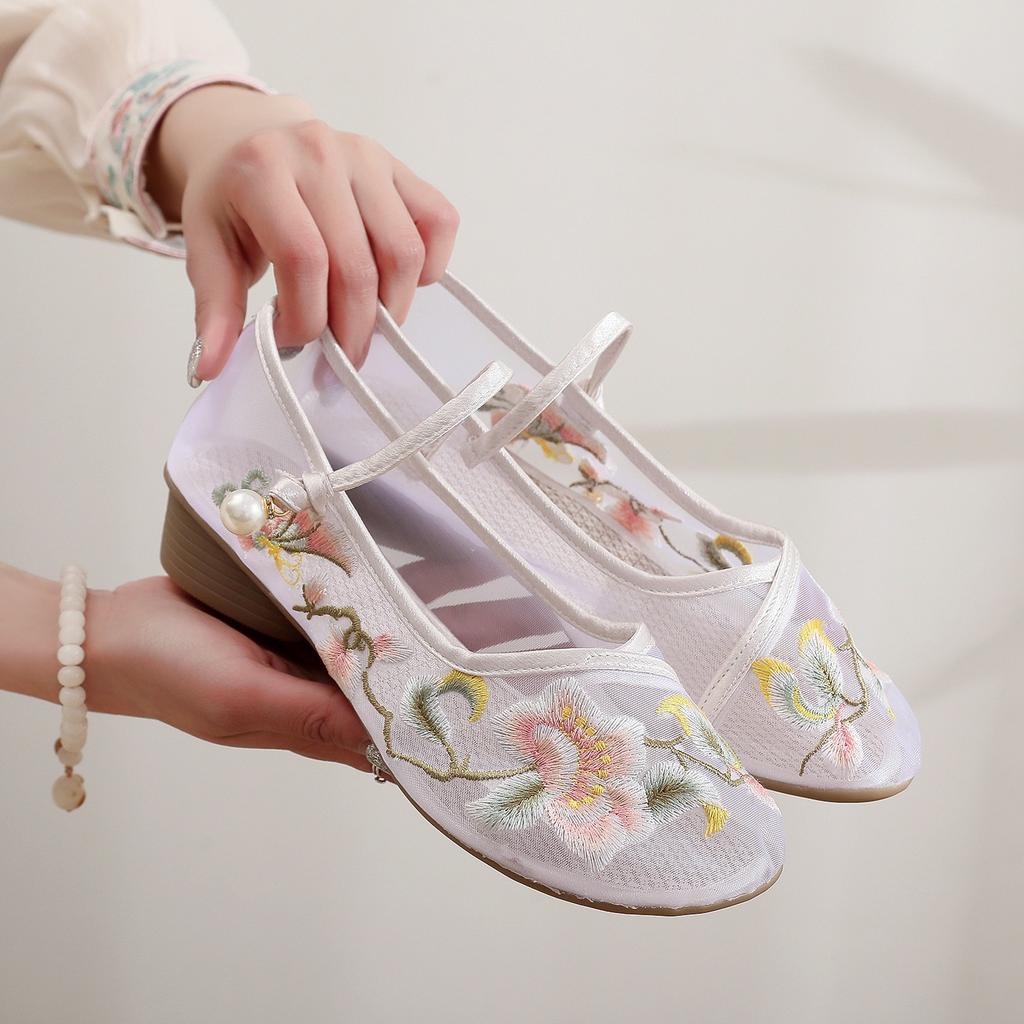 [Die Man] 2024 New Chinese style mesh cloth shoes temperament cheongsam old Beijing retro embroidered shoes ancient shoes