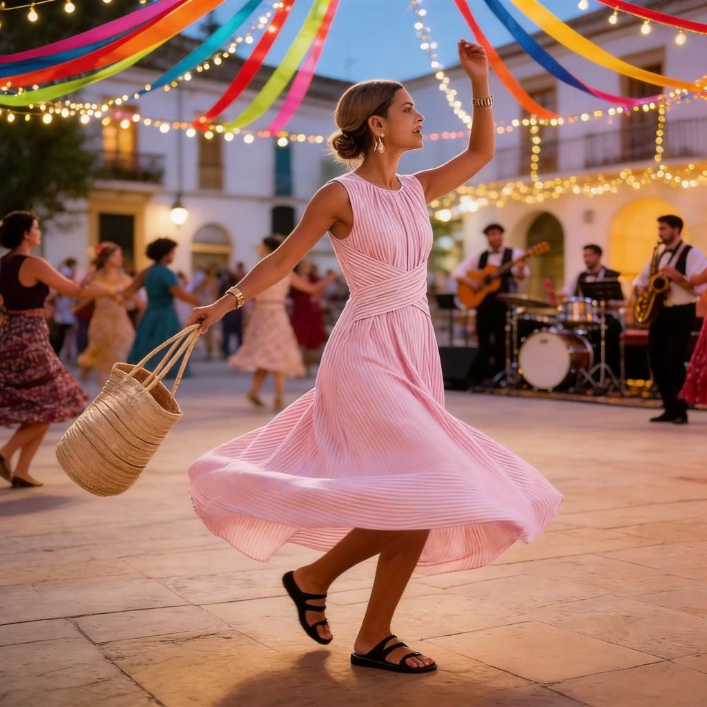 Ärmelloses Kleid mit geometrischem Muster für den Sommerurlaub und Freizeitkleidung