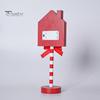Christmas Street Sign Light with Bowknot Santa Stop Here North Pole Letter Vintage Reusable Xmas Holiday Decoration Desktop Guideboard LED Lamp