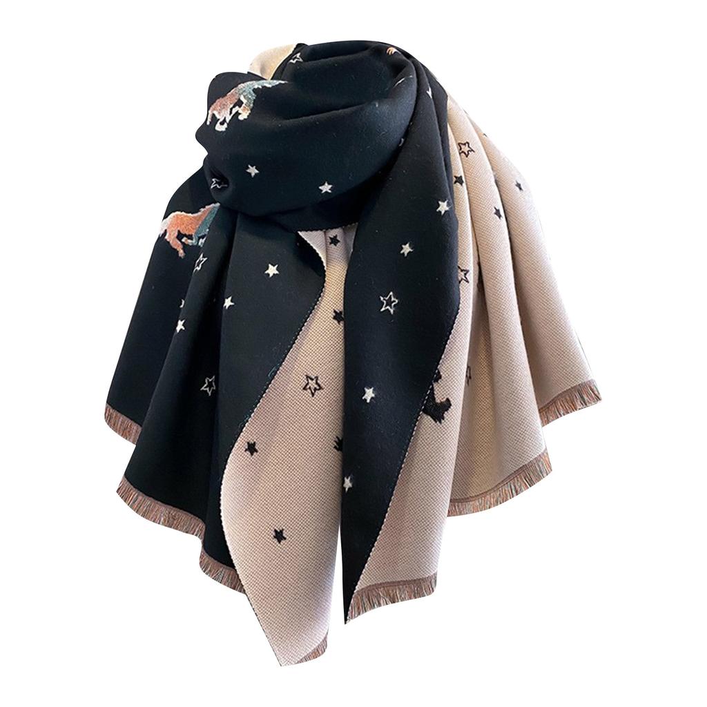 Cat Fashion Imitation Cashmere Scarf, Women's Korean Printed Temperament, Warm Scarf, Conditioning Shawl