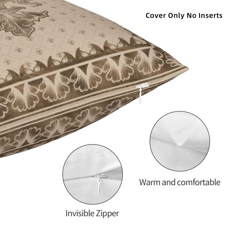 Custom Nordic Vintage Fleur De Lis Pastel Gold Cushion Cover For Sofa Soft Royal Sacred Lily Flower Throw Pillow Case