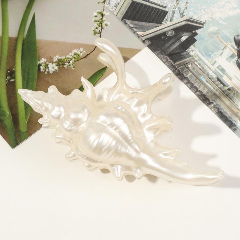 

Заколка-краб для волос «Океанская акула» для женщин, заколка-краб для волос «Ракушка» для милых пляжных аксессуаров для волос бежевый