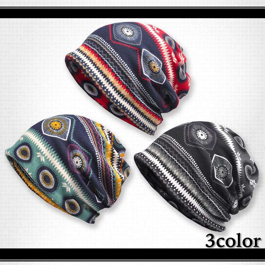 WHITE FANG knit ethnic knit for men and CA048 hat, cap, 2way, women, (design B)