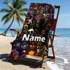 Personalisierter Strandtuch mit individuellem Namen für Five Nights at Freddy's, für Reise Camping Strandparty Heimdekoration, Geburtstagsgeschenk für Familie & Freunde