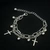 Dunkler Stil Kreuz Doppel-Lagen-Armband Retro Studentenpersönlichkeit Einfach Herren und Damen Trendige Streetwear Hand Schmuck