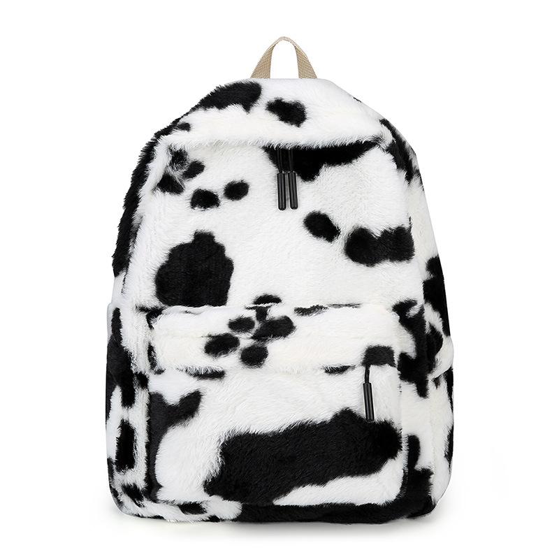 Zaino Peluche Leopardato Marrone di Lusso per Donna Zaino di Grande Capacità Borsa Zaino Tasche Multiple Cinghie Regolabili Per il Pendolarismo