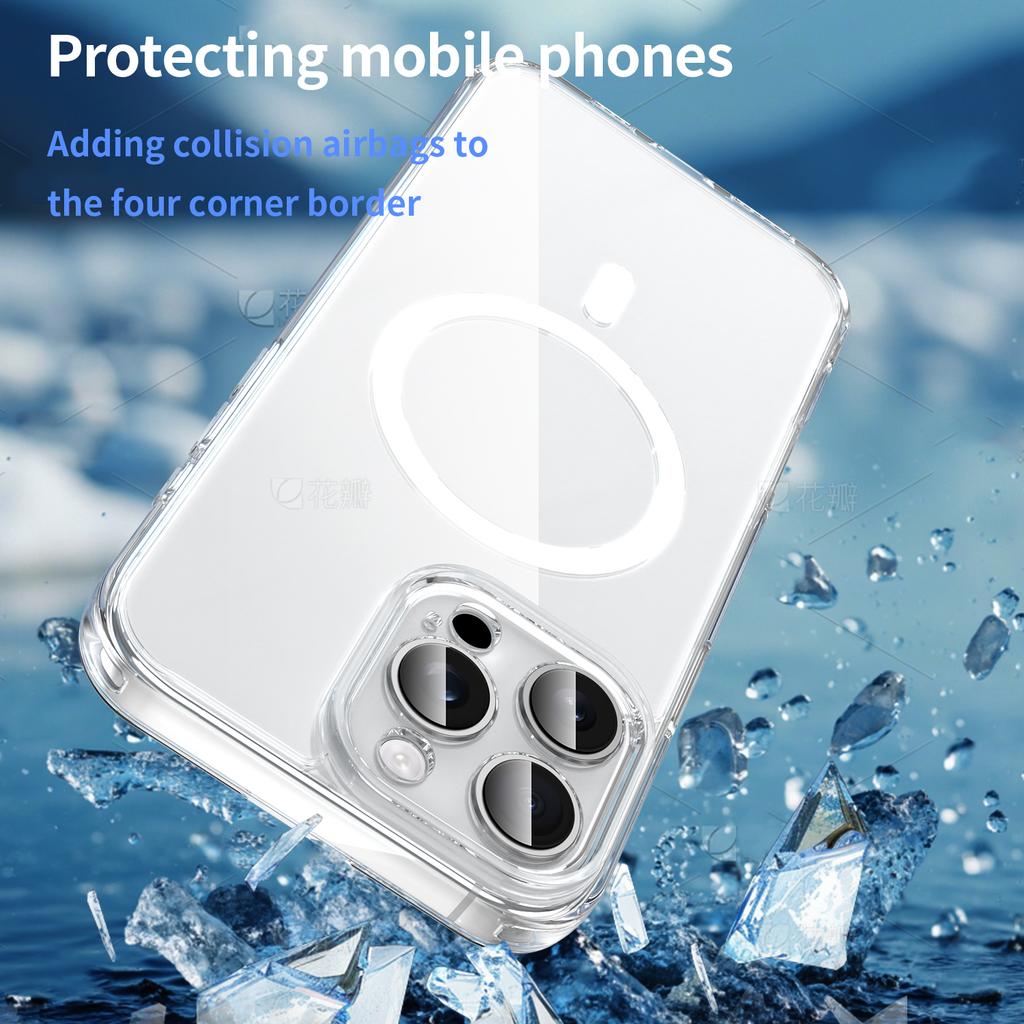 For iPhone 16 Pro Max Case Compatible with MagSafe Clear PC+TPU Shockproof Phone Back Cover