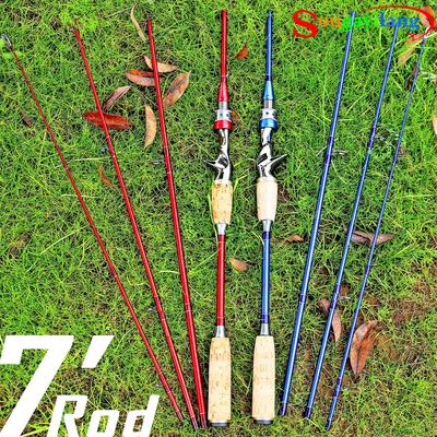 Portable 7' Ultralight Carbon Fiber Fishing Rods 1/8-3/4oz Lure Weight Baitcasting Fishing Pole