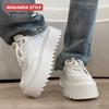 Temperament Style Height Increasing 6CM Genuine Leather White Shoes Ig Trendy Breathable Dad Shoes Men Niche Sports Board Shoes