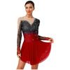 Damen Eiskunstlaufkostüm Glitzernde Strasssteine Mesh Patchwork Eingebauter Slip Farbverlauf Kleider