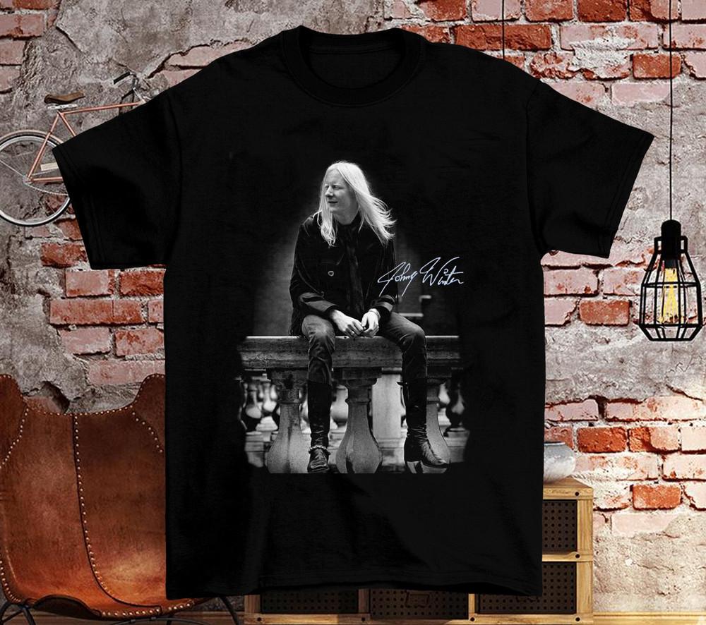 Johnny Winter Signature Short Sleeve Black All Size Shirt Unisex T-Shirt M