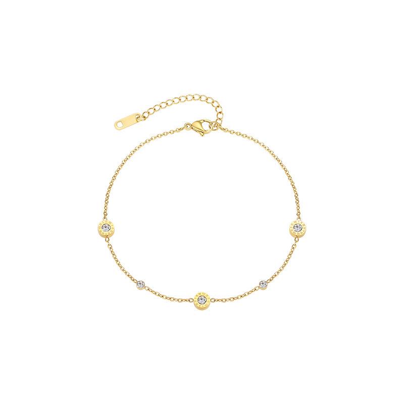 Elegant 18K Gold Titanium Steel Bracelets: European & American Fashion, Non-fading, Women's Versatile Personality Hand Jewelry