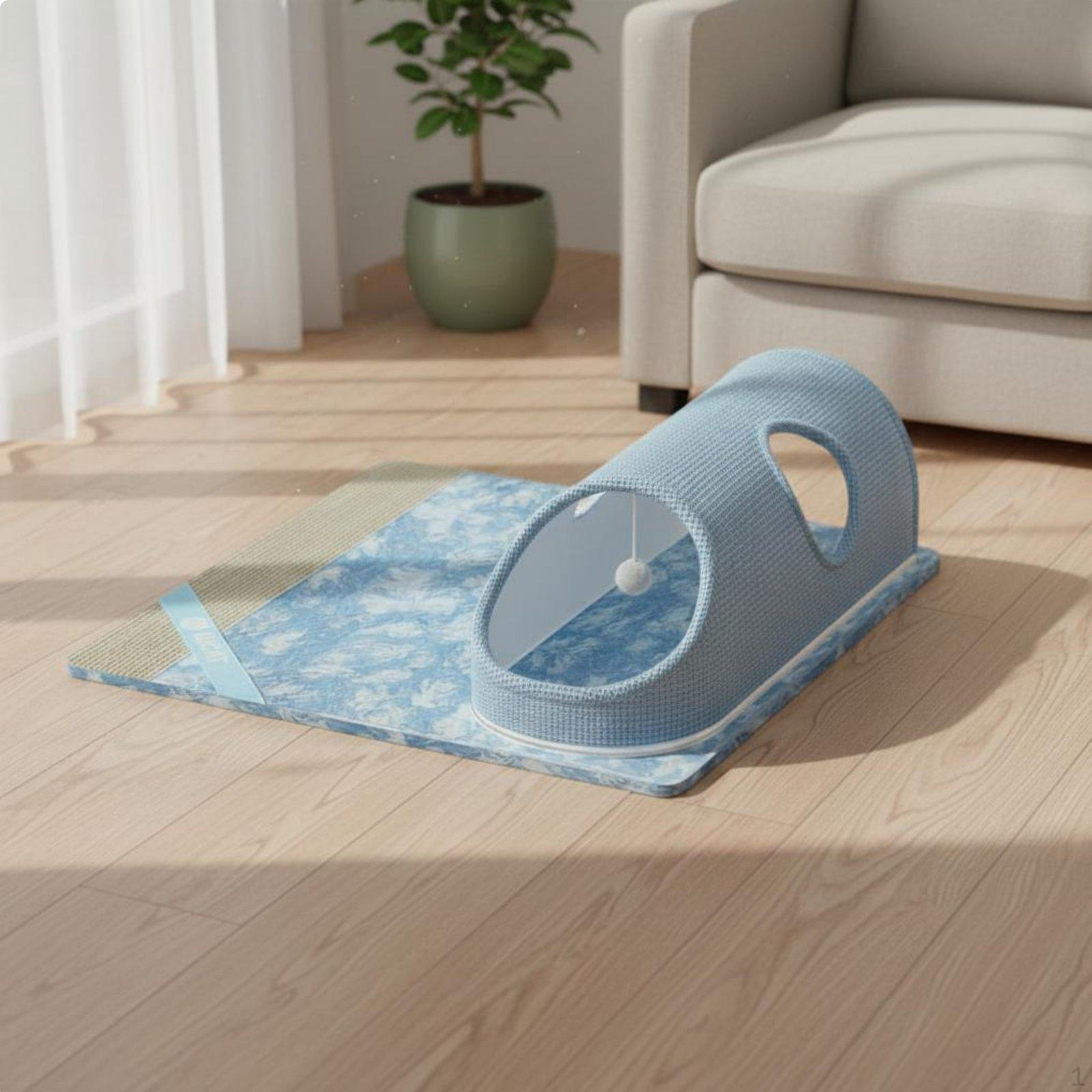 Cat Tunnel Bed 2in1 Design Feline Play with Mat Breathable Material Pet Supply for Cats,