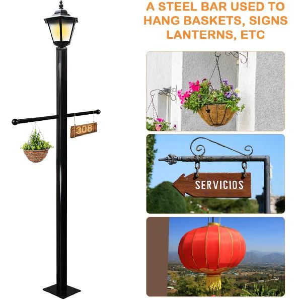 Gadpiparty Lamp Post Cross Arm Ladder Frame Threaded Metal Ball Pole Lamps Cross Handle Lamp Post Arm Rest Lamppost Light Fixture Replacement Ladder