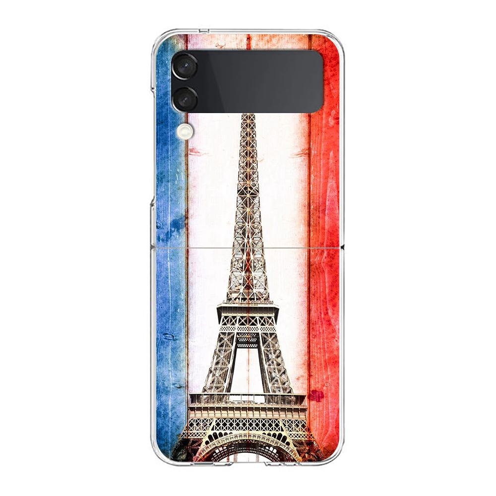 France Flag Soccer Paris Phone Case For Samsung Galaxy Z Flip 3 4 5 Hard Folding PC Shell For Samsung Z Flip3 Clear Back Cover