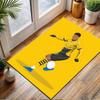 Soccer Player in Yellow Jersey Artwork Patterned carpet, non slip mat suitable for living room and bedroom sofas
