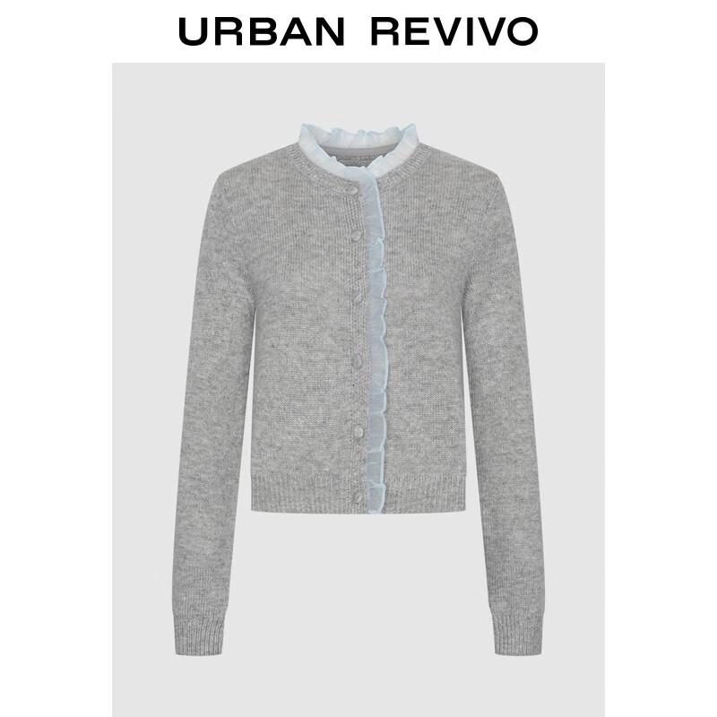 

UR2025 Women s Casual Color-Block Cropped Knit Cardigan XS