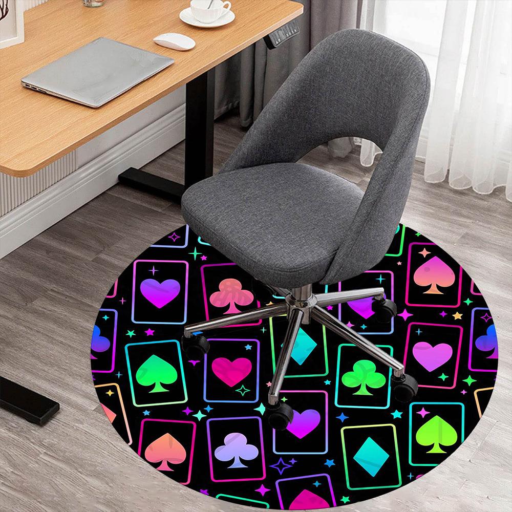 1pc playing cards Round Chair mat Area Rug - Non-Slip, Floor Mat for Office, Bedroom, and Indoor Decor -1002175