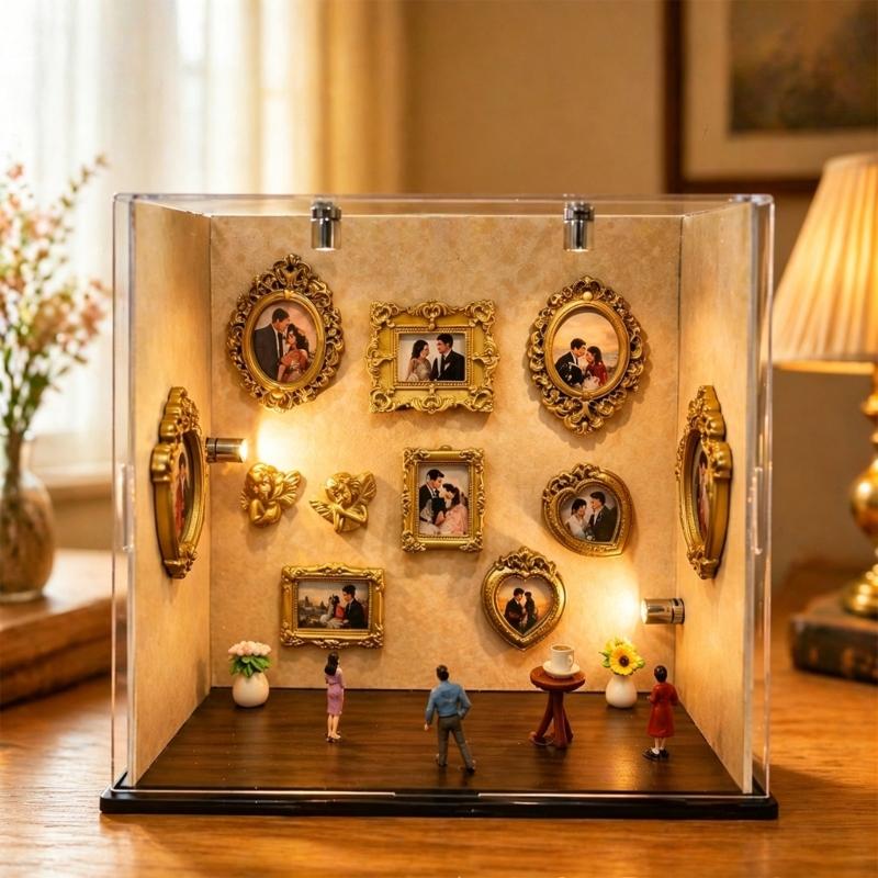 DIY Mini Museums Silhouettes Box,Shadows Box Frame Display Case,Personalize Photo Shadows Box Display with Figurine