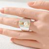Vintage Inlaid Imitation Pearl Women's Ring Creativity Two Color Hand Carving Daily Wear Party Jewelry Anniversary Gift