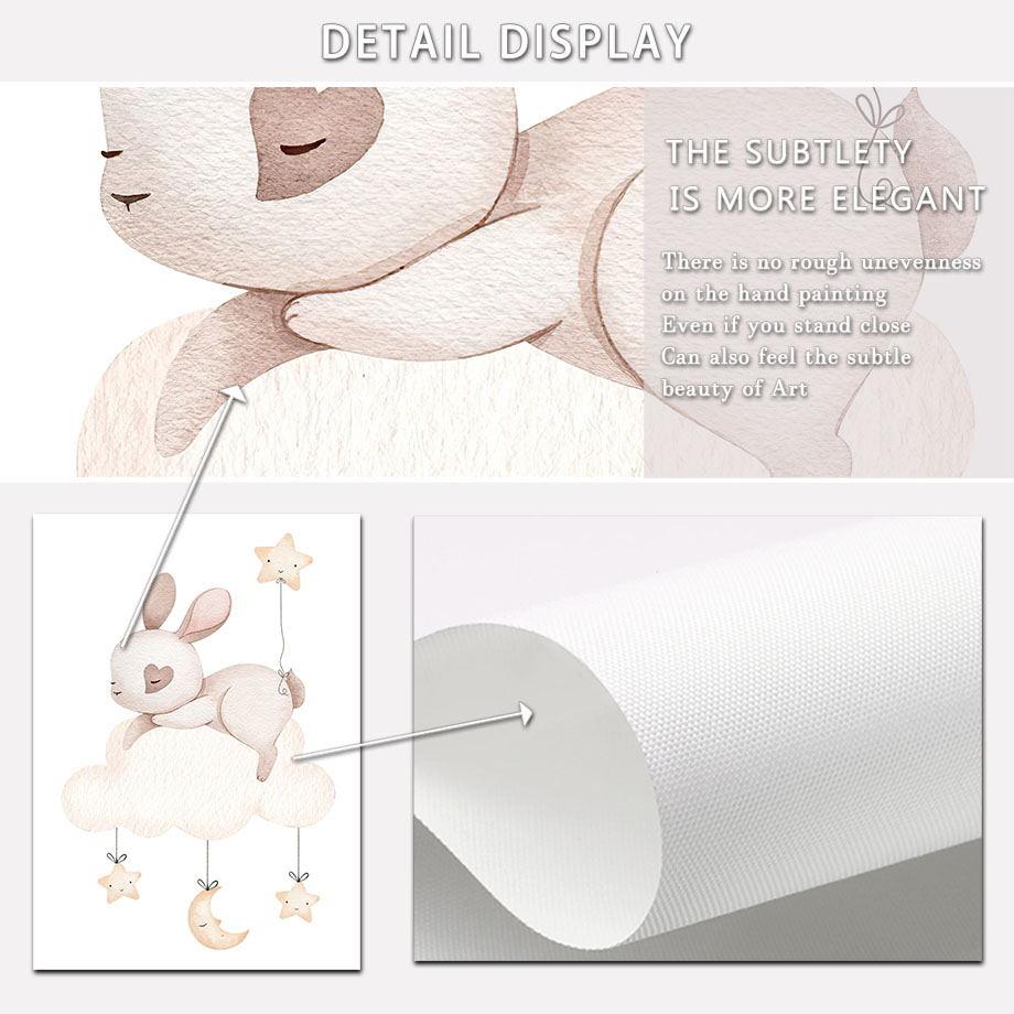 Boho Elefant Kaninchen Katze Regenbogen Mond Wolken Sonne Kinderzimmer Poster Nordic Wand Kunstdruck Leinwand Malerei Bilder Baby Room Decor