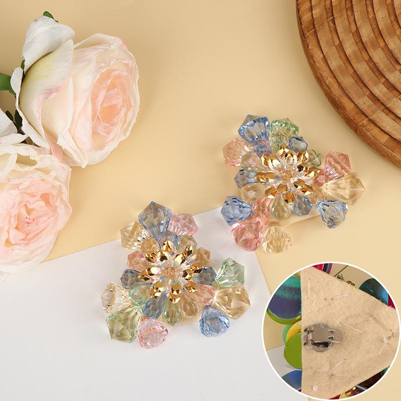 1 Paar Stoff Pailletten Acryl Perlen Blumen Schuhclip Damen Abnehmbar High Heels Schuhschnalle Schuhblume Hochzeitsschuh Dekoration beige