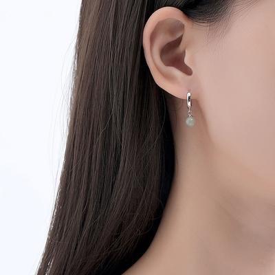 Hetian Jade Ear Button Ethnic Style Small Fresh and Elegant Earrings Temperament Commuting Earrings Versatile