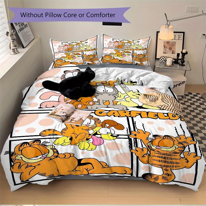3pcs Garfield's Print Cover Set Ultra Soft, Breathable, and Comfortable Bedding with Stylish Design for Bedroom and Guest Room Decor 1 Cover and 2 Mat