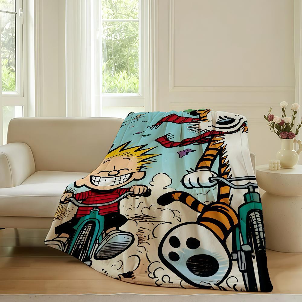 Cartoon niedliche C-Calvin und H-Hobbes Decke für Sofa Büro Bett Flugzeug Reise Schlafen Lesen Entspannen Camping Weich und Warm