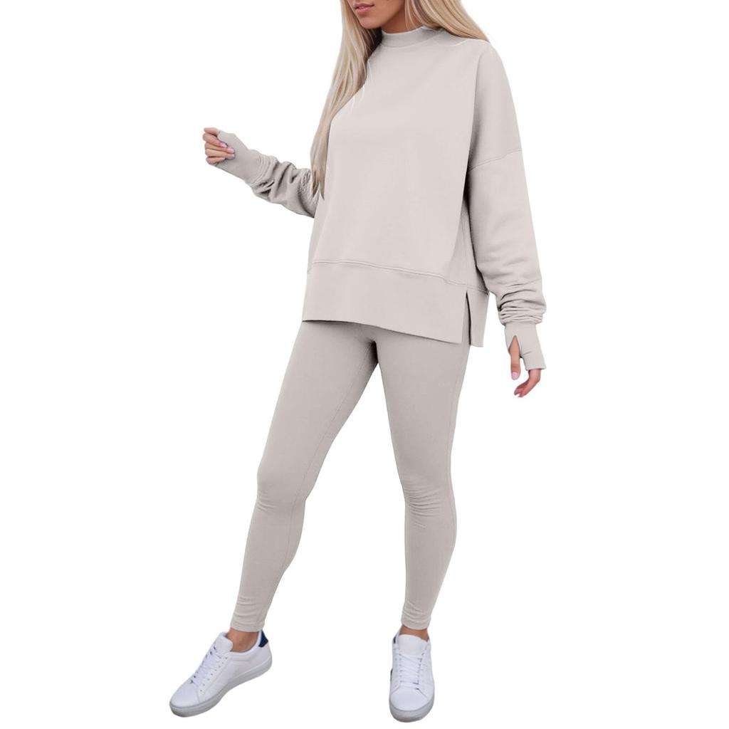 Suit For Women Long Sleeve Casual Pullover Warm Winter Pant+Tops