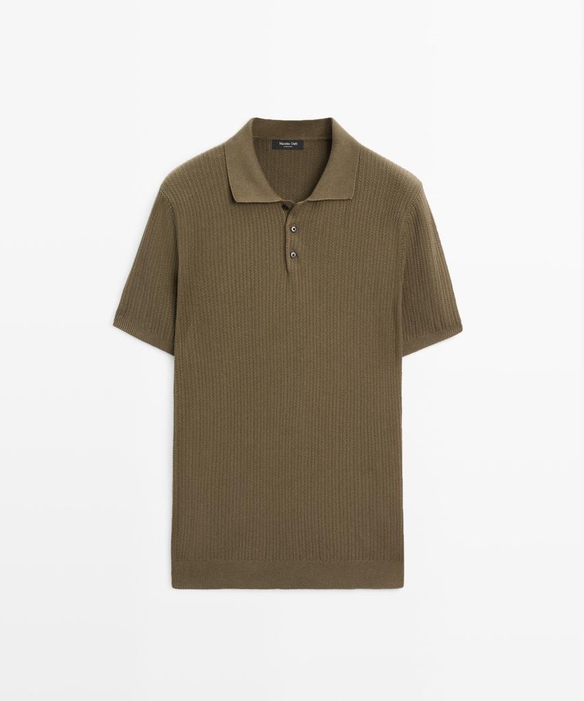 Masimodutti 100% Cotton Textured Knit Jersey Polo